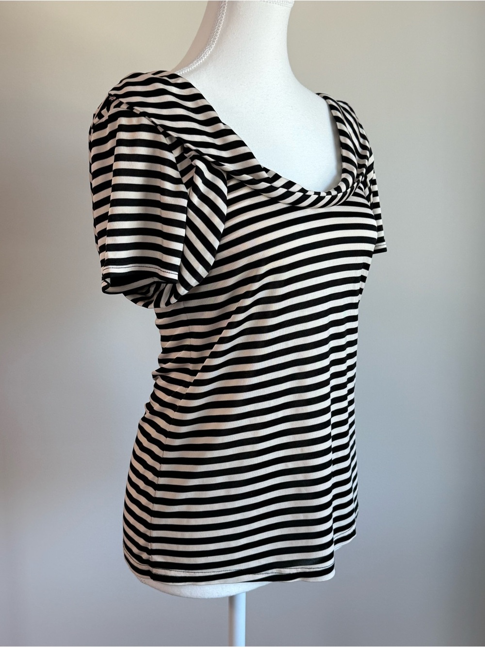 Reiss Black White Striped Cowl Neck Off Shoulder Top Small - Picture 3 of 5